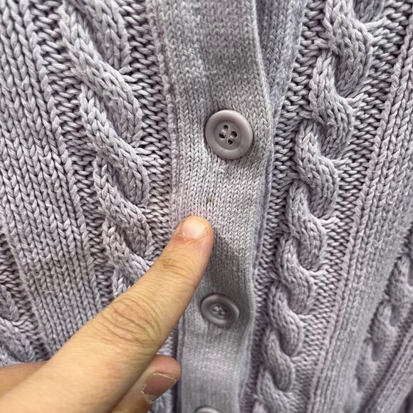 VTG United Colors of Benetton Purple Cable Knit Cardigan Soft Cottage Fairy S - Picture 4 of 7